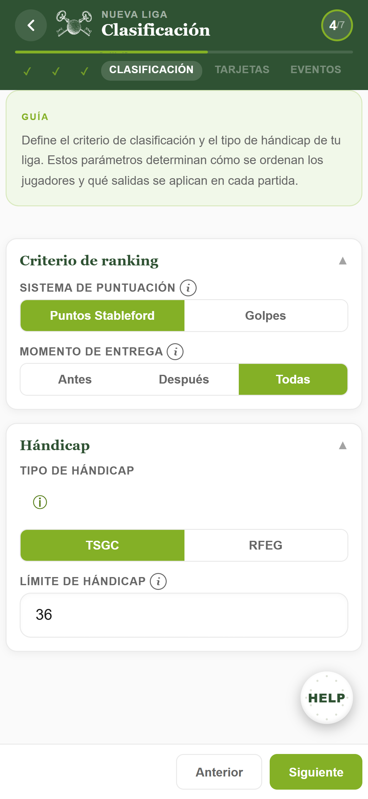 Configuración de tarjetas y recompra