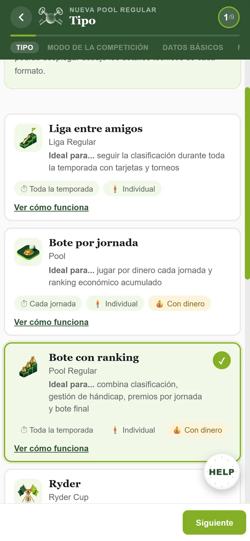 Crear una nueva competición