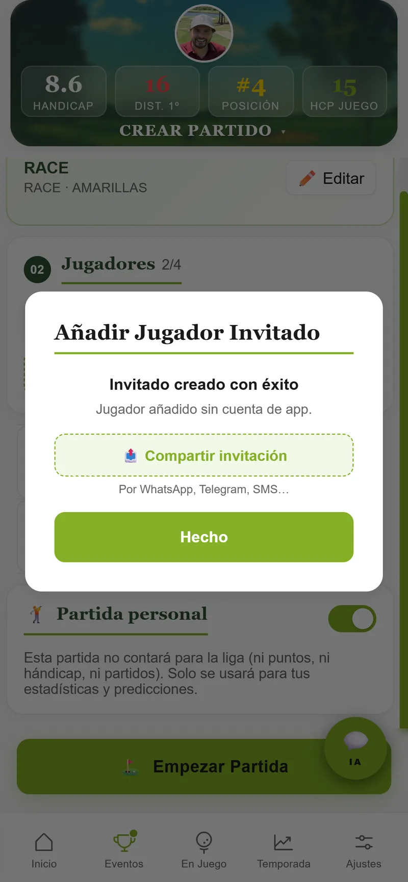 Invitado en la partida