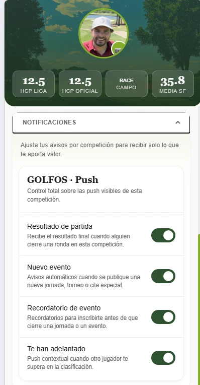 Notificaciones por competición